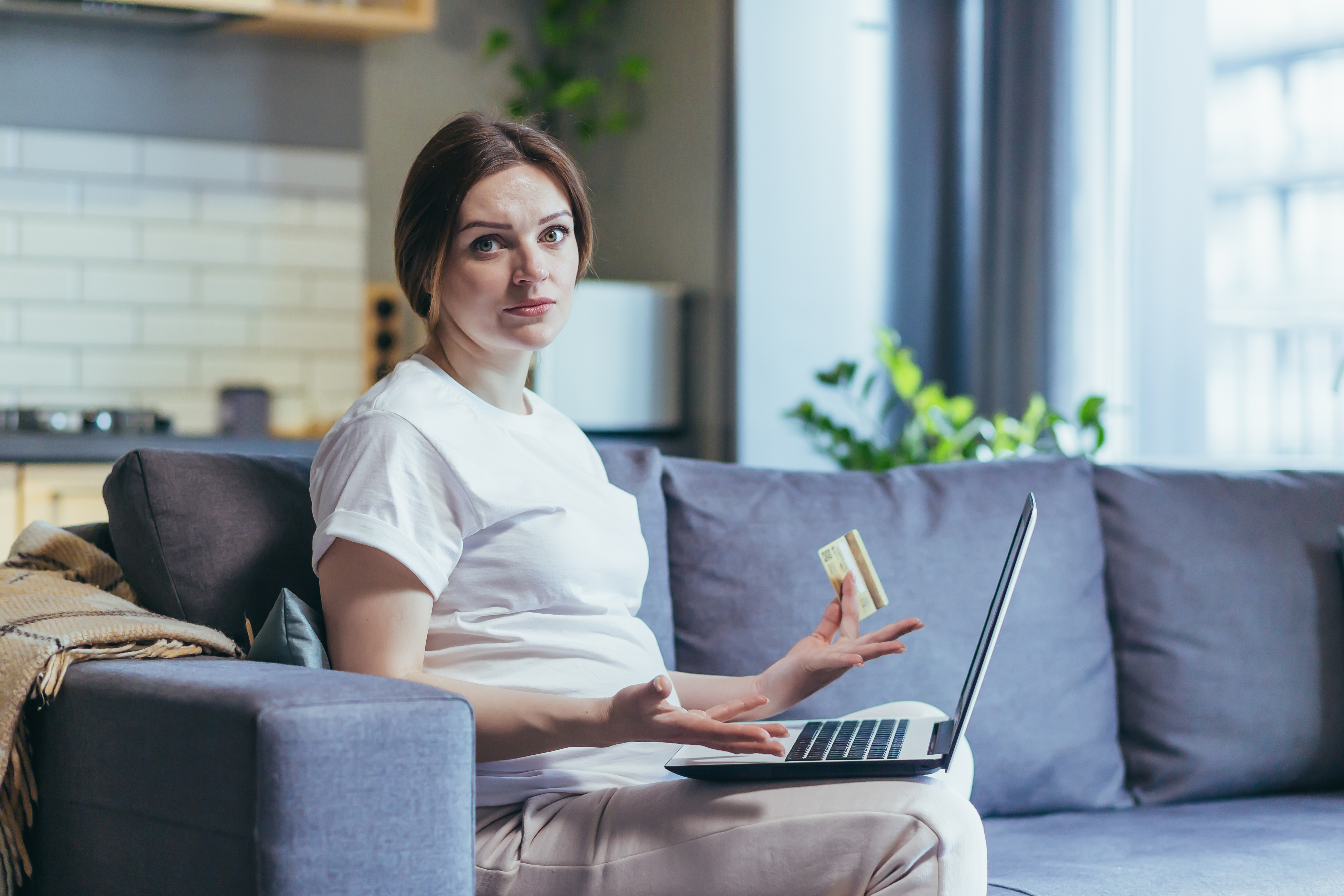 Frustrated person shopping online